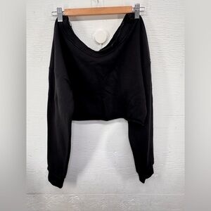 ALO Yoga Black Cropped Off-Shoulder Sweatshirt
